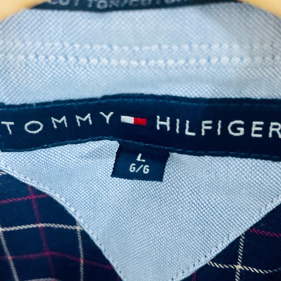 Tommy Hilfiger Cotton Button Front Plaid Casual Shirt Men's L Crest Vintage - Picture 4 of 5